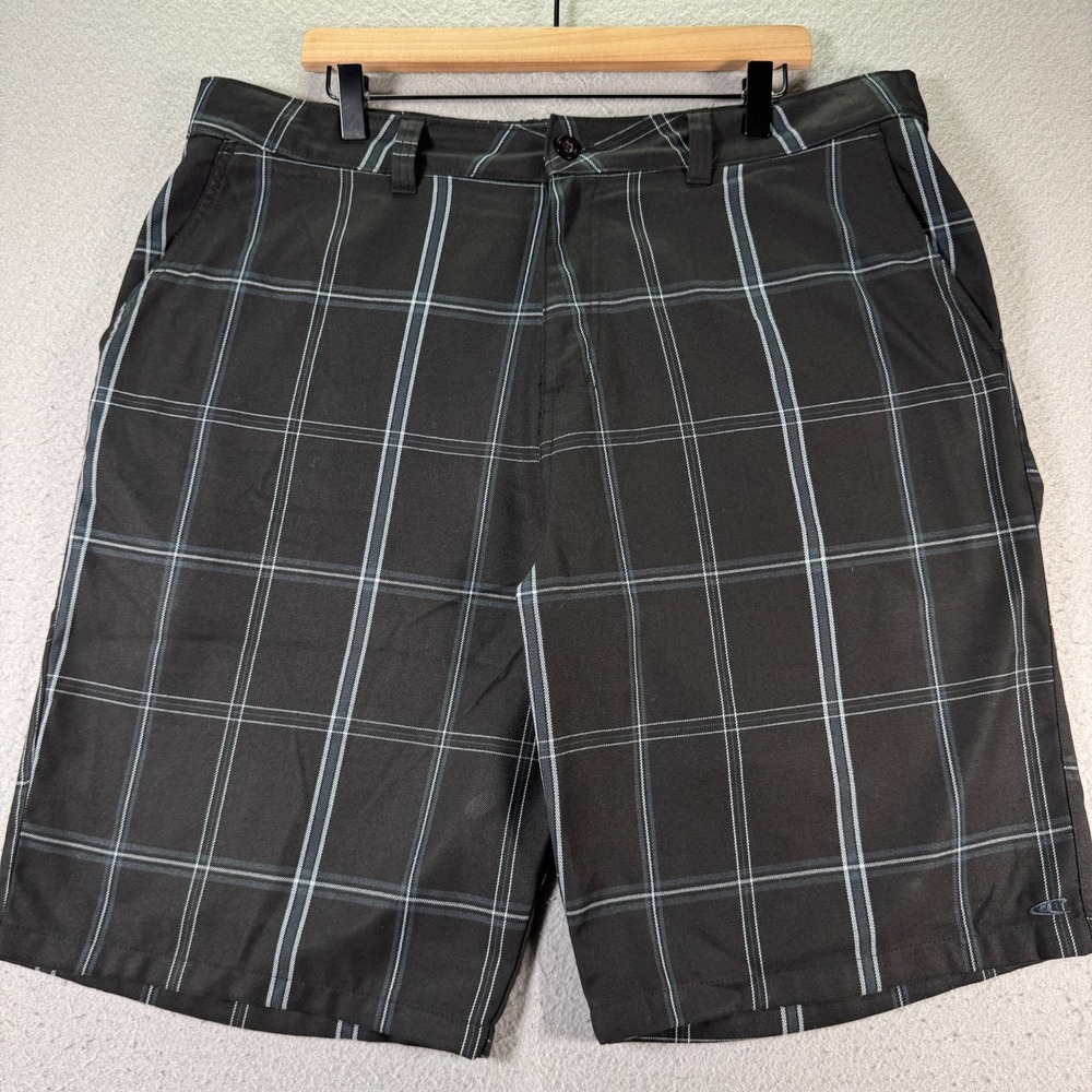 O'neill Challenger Chino shorts Mens 38 Black Plaid Surf‎ Skate Classic Comfort